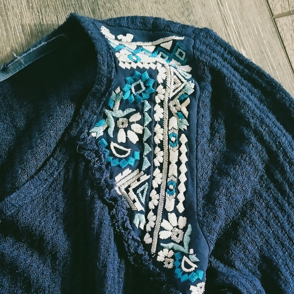 🌷3/15🌷 ❤️HP🥳 Eyeshadow tunic dark blue boho size s - Picture 7 of 8